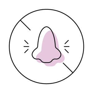 Illustration of a pink nose with black outline on a white background.